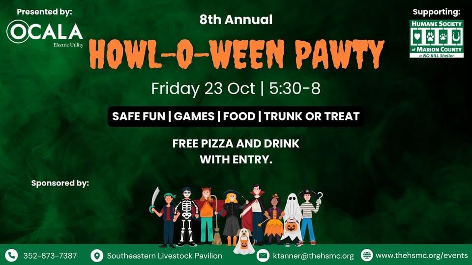 8th Annual Howl-O-Ween Pawty — Friday Oct 23, 5:30–8 PM at Southeastern Livestock Pavilion